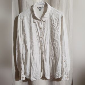 Orvis Men’s XXL Classic Collection Linen Button Down Shirt Natural White